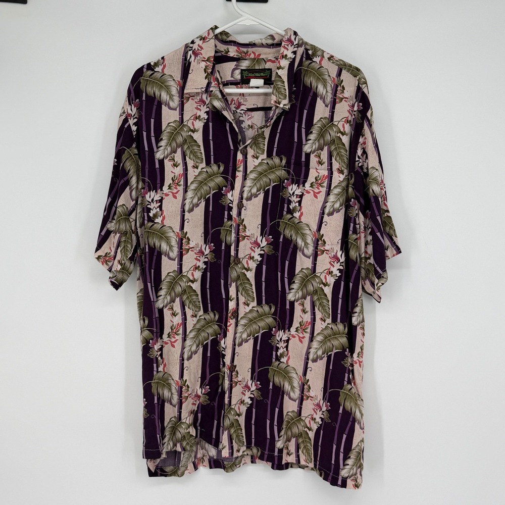 Kahuna Island Wear Hawaiian Shirt XL Rayon Aloha Floral Made in USA‎